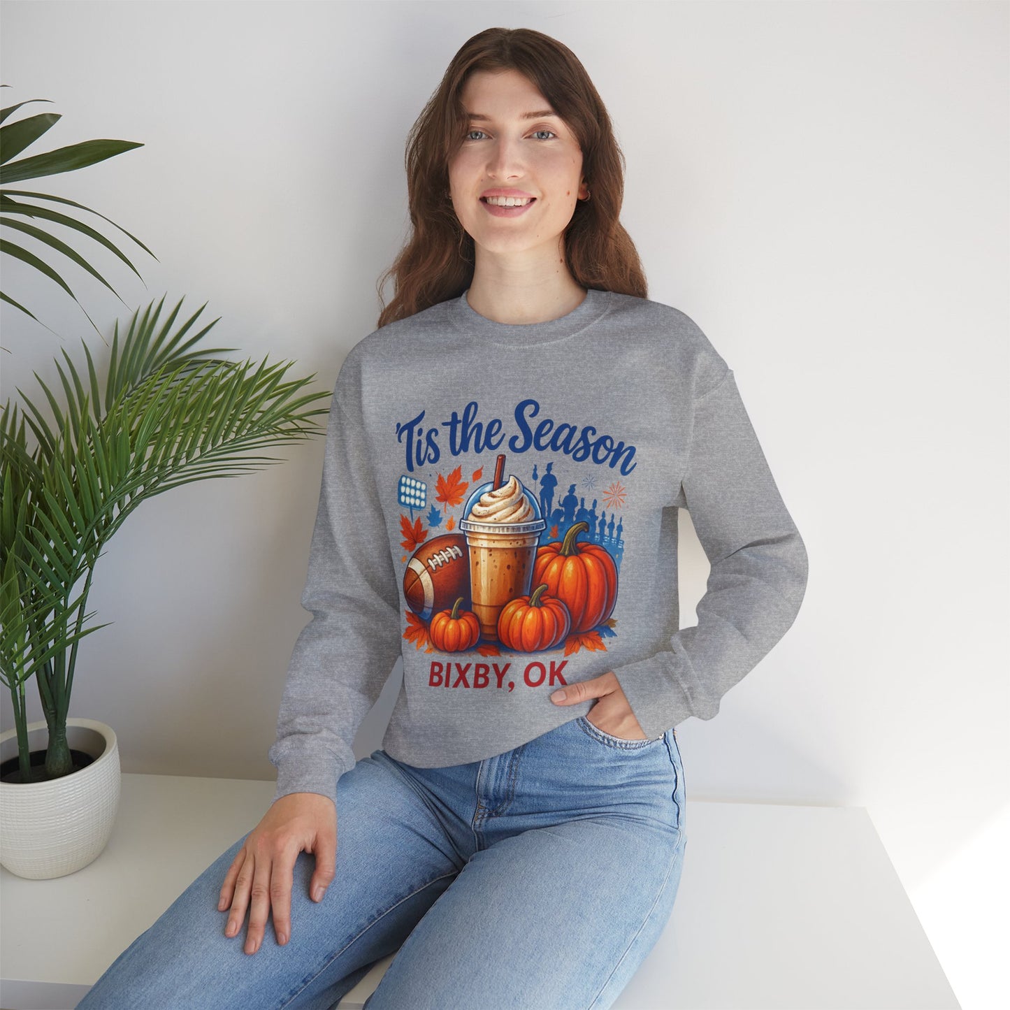 Bixby Football Mom Pumpkin Spice Gildan Sweatshirt