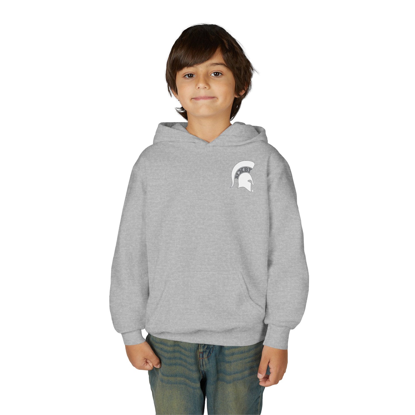 Spartan White Logo Youth Gildan Hoodie