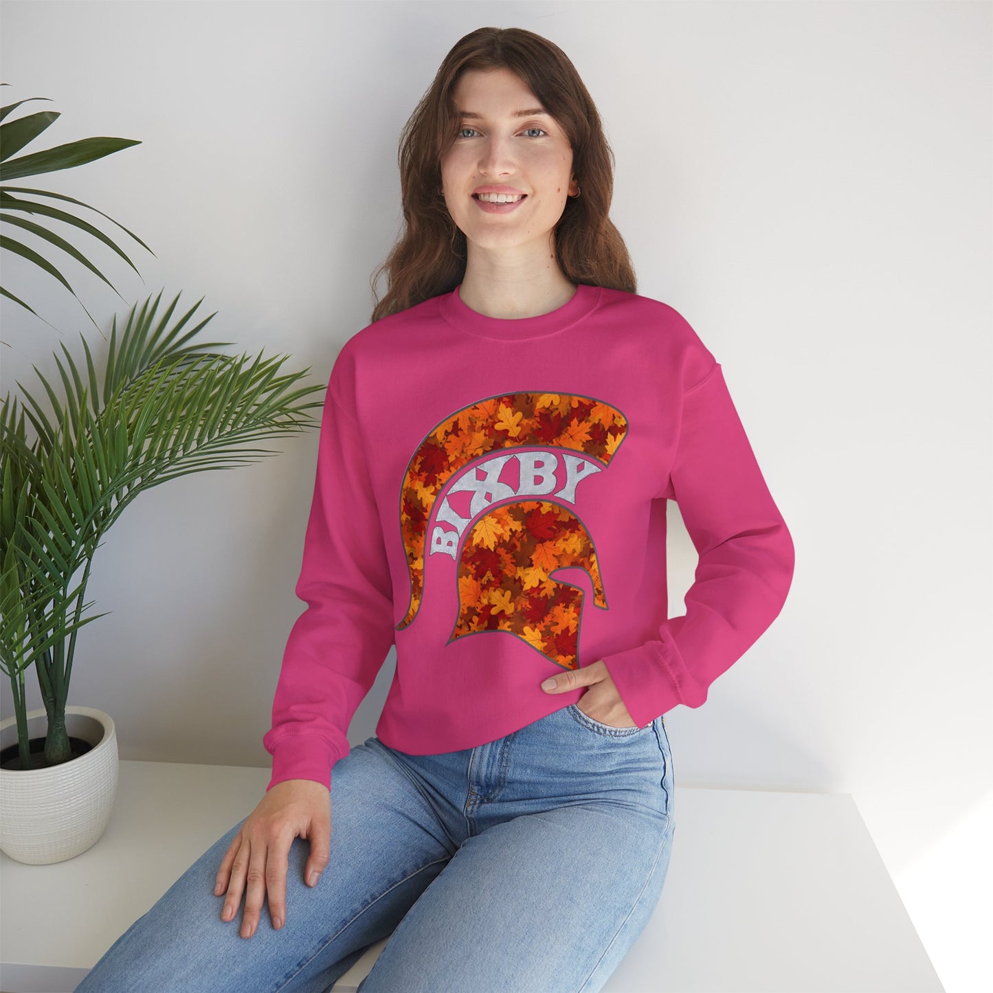 Bixby Spartan Fall Helmet Gildan Sweatshirt