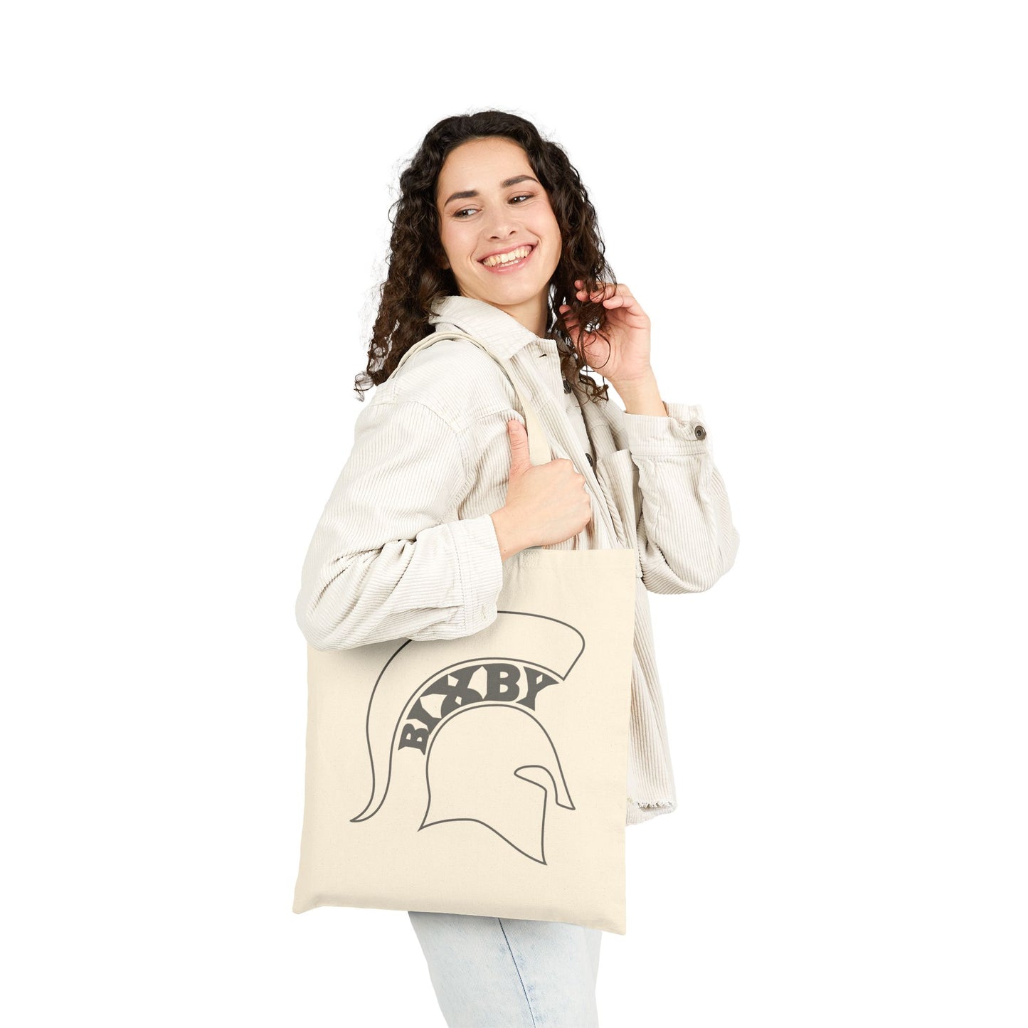 Spartan White Logo Canvas Tote Bag