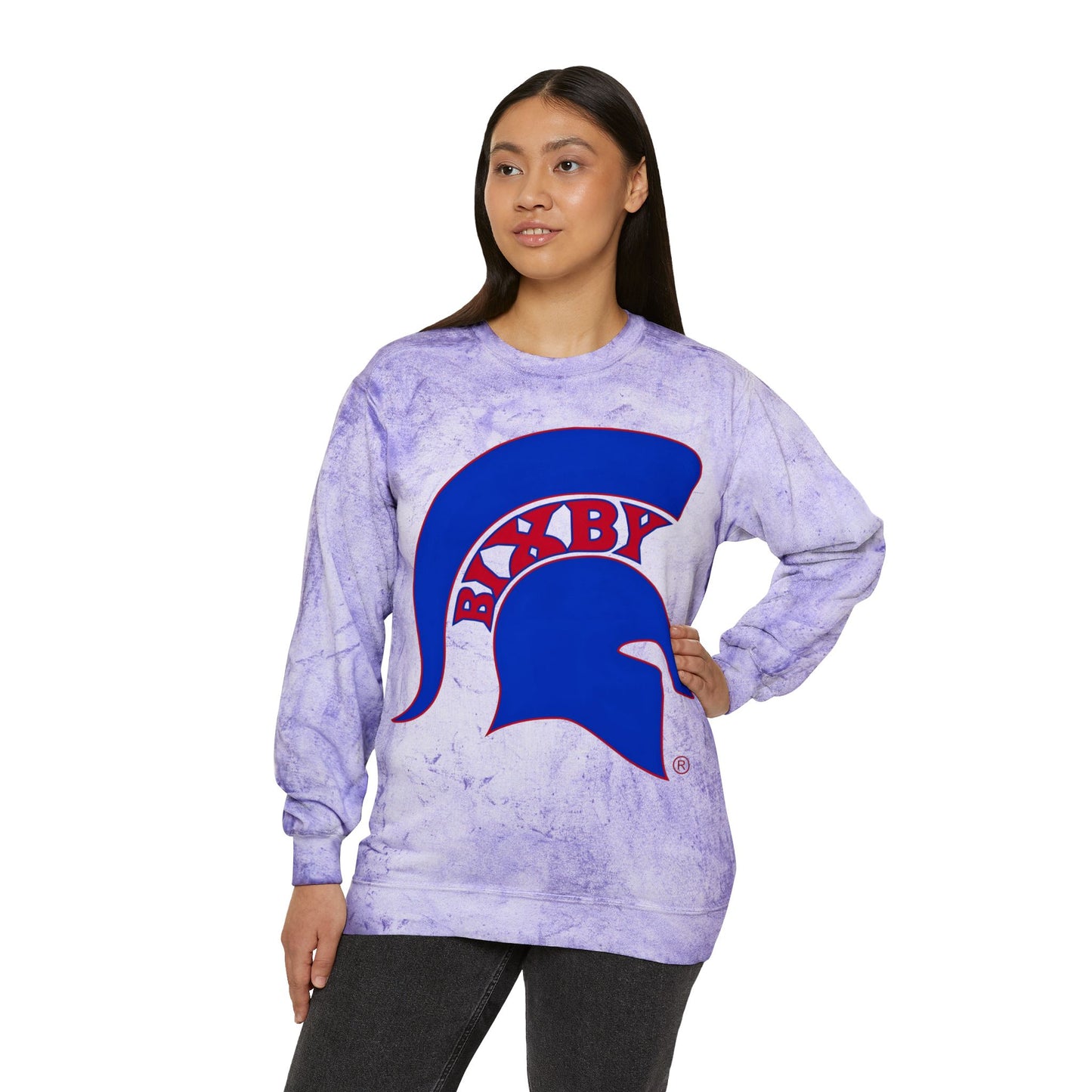 Spartans Blue Logo Comfort Colors Tie-Dye Sweatshirt