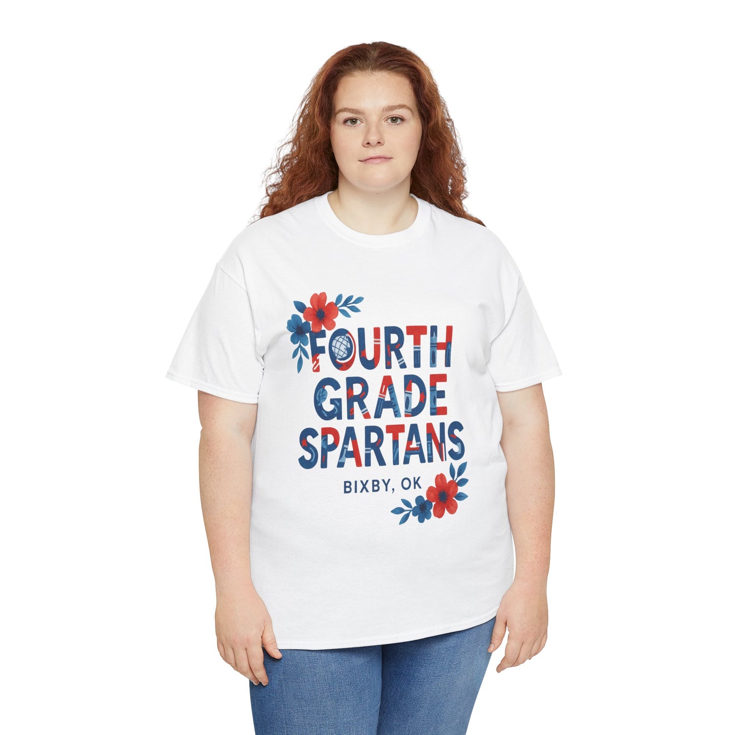 Floral Fourth Grade Spartan Gildan Tee
