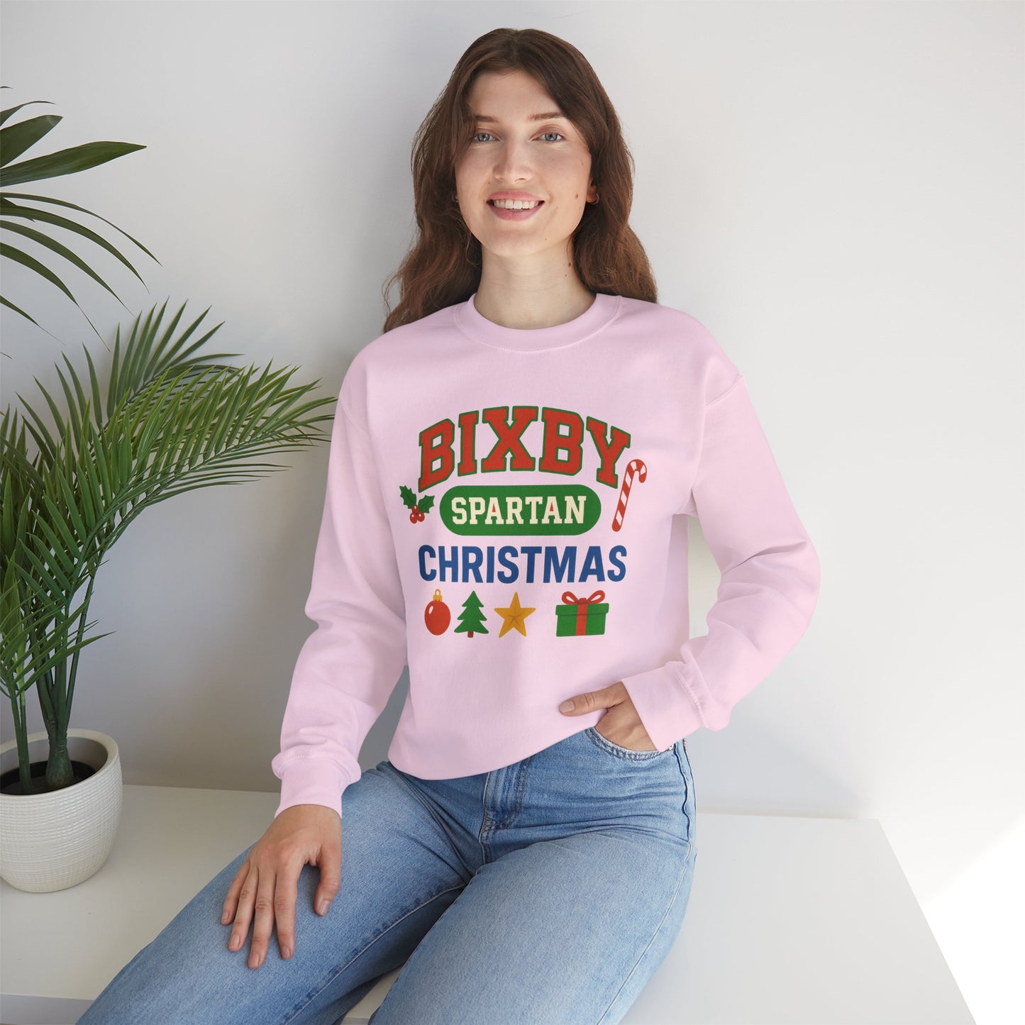 Bixby Spartans Christmas Decor Gildan Sweatshirt
