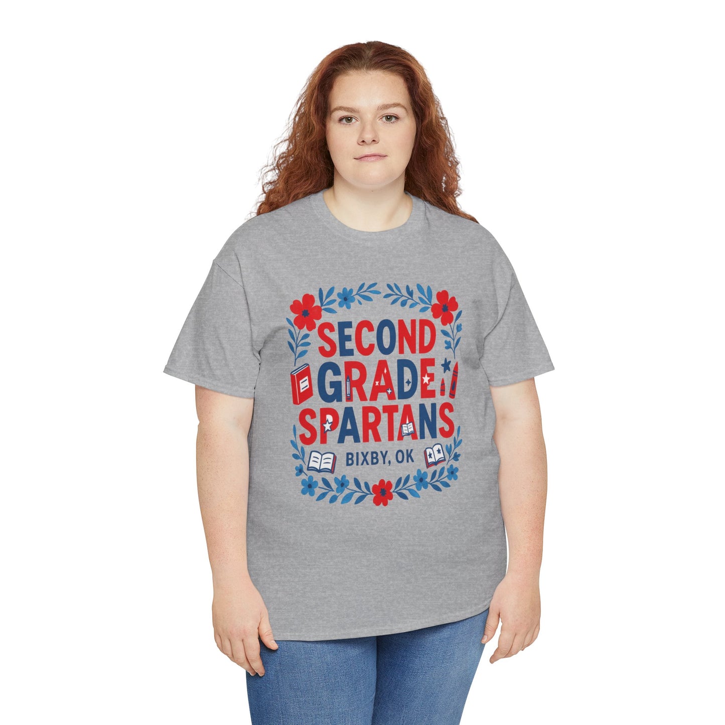 Floral Second Grade Spartan Gildan Tee