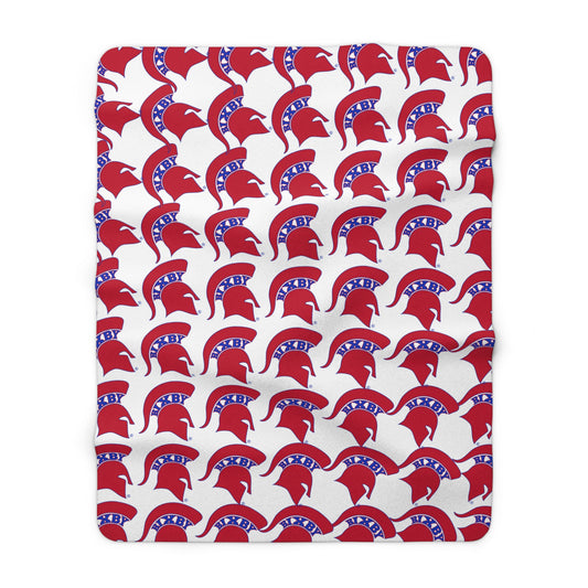 Spartan Red Small Pattern Logo Comfy Sherpa Fleece Blanket