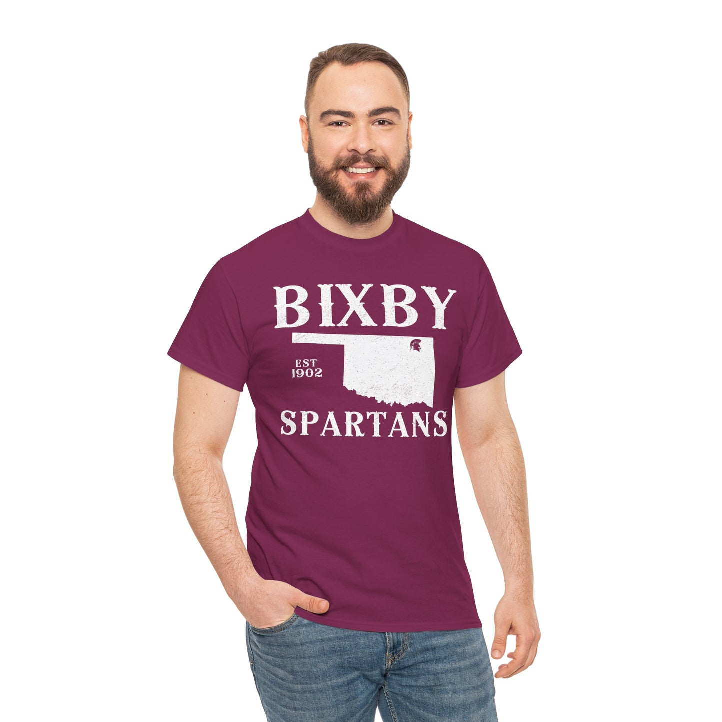 Bixby Oklahoma Spartans Distressed Grunge Effect Gildan Tee