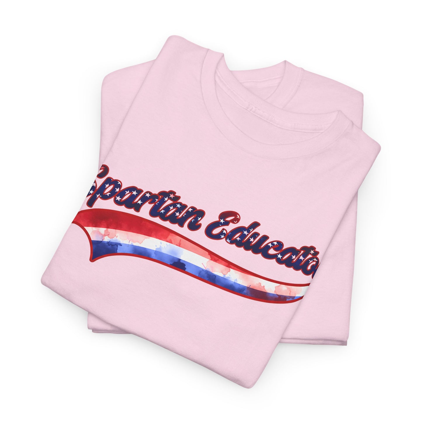 Spartan Educator Patriotic Design Gildan Tee With Sleeve Logo