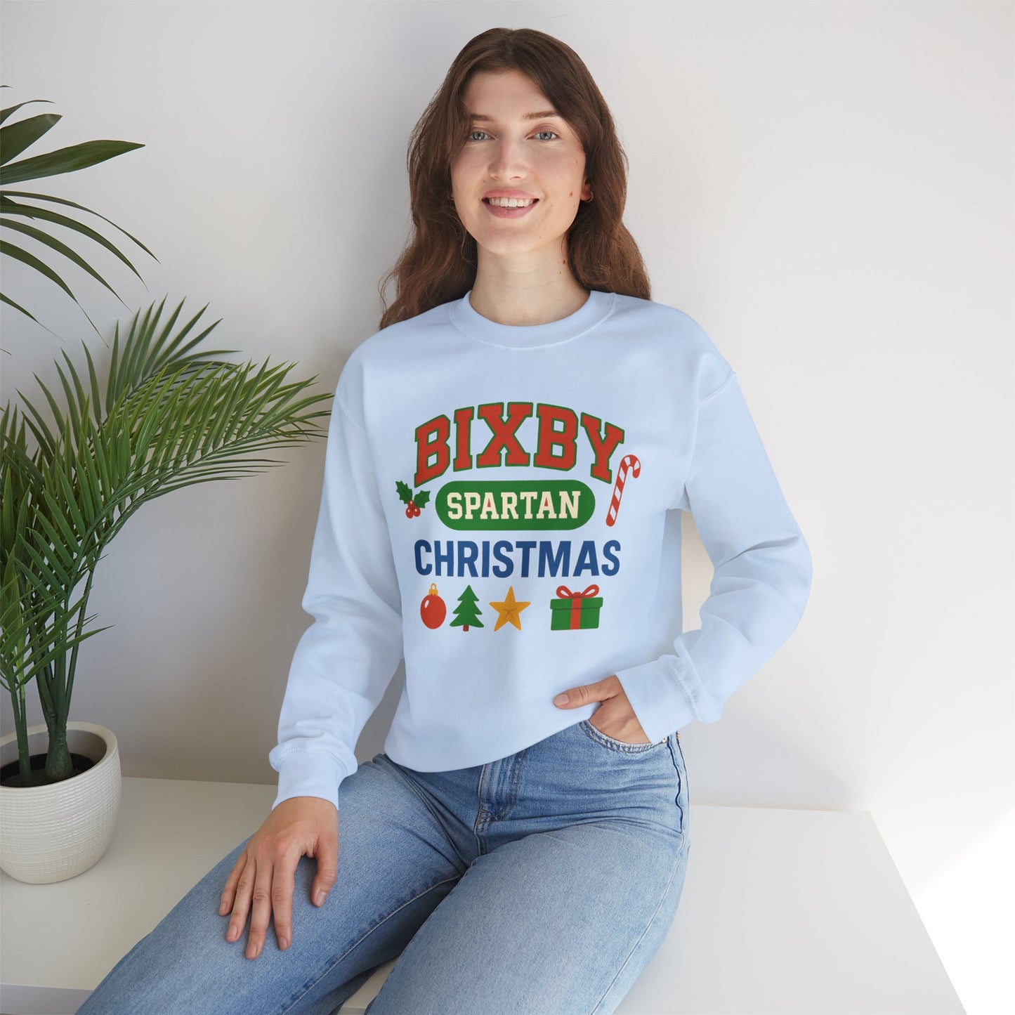 Bixby Spartans Christmas Decor Gildan Sweatshirt