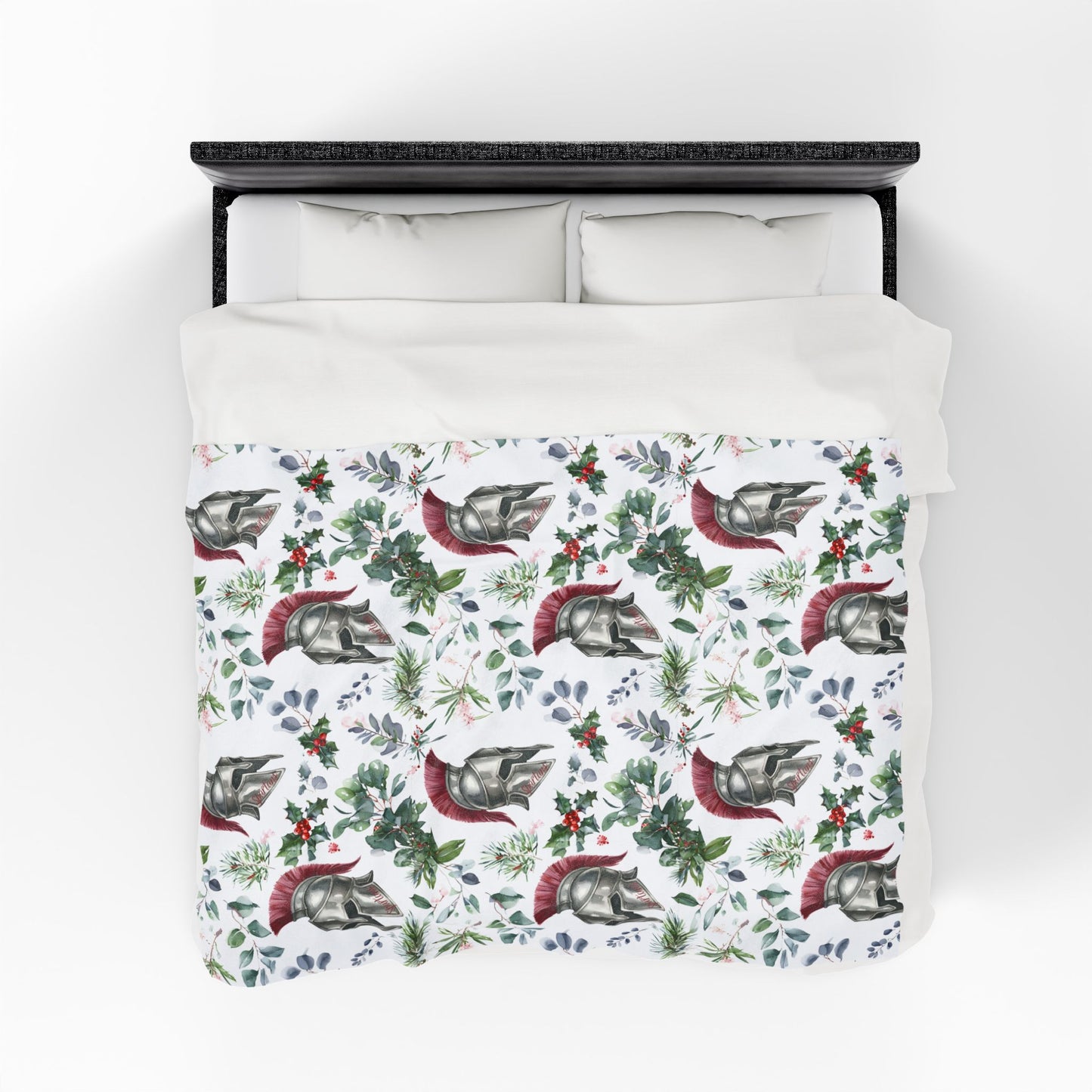 Spartan Christmas Floral Velveteen Plush Blanket