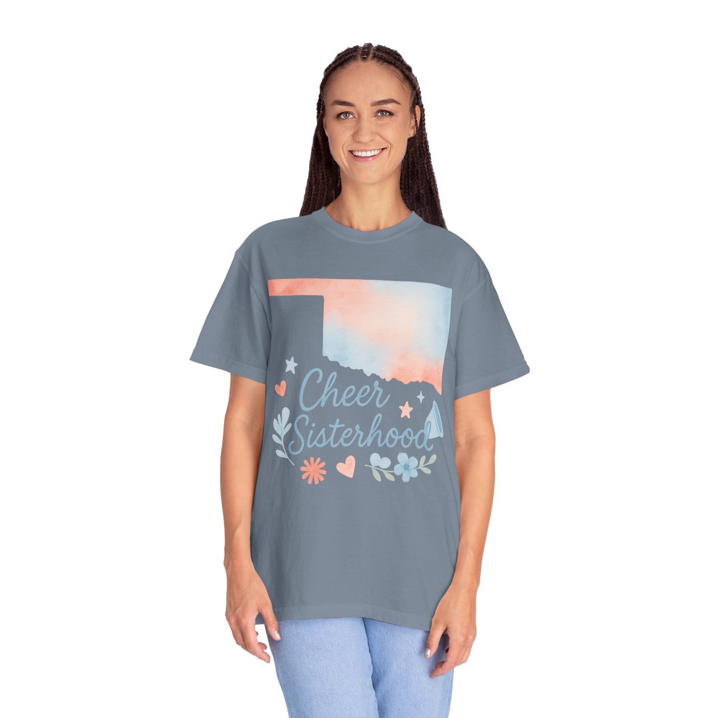 Cheer Sisterhood Bixby OK Watercolor Comfort Colors Tee