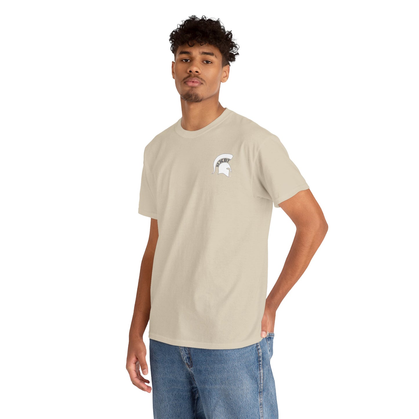 Spartan White Logo Gildan Tee