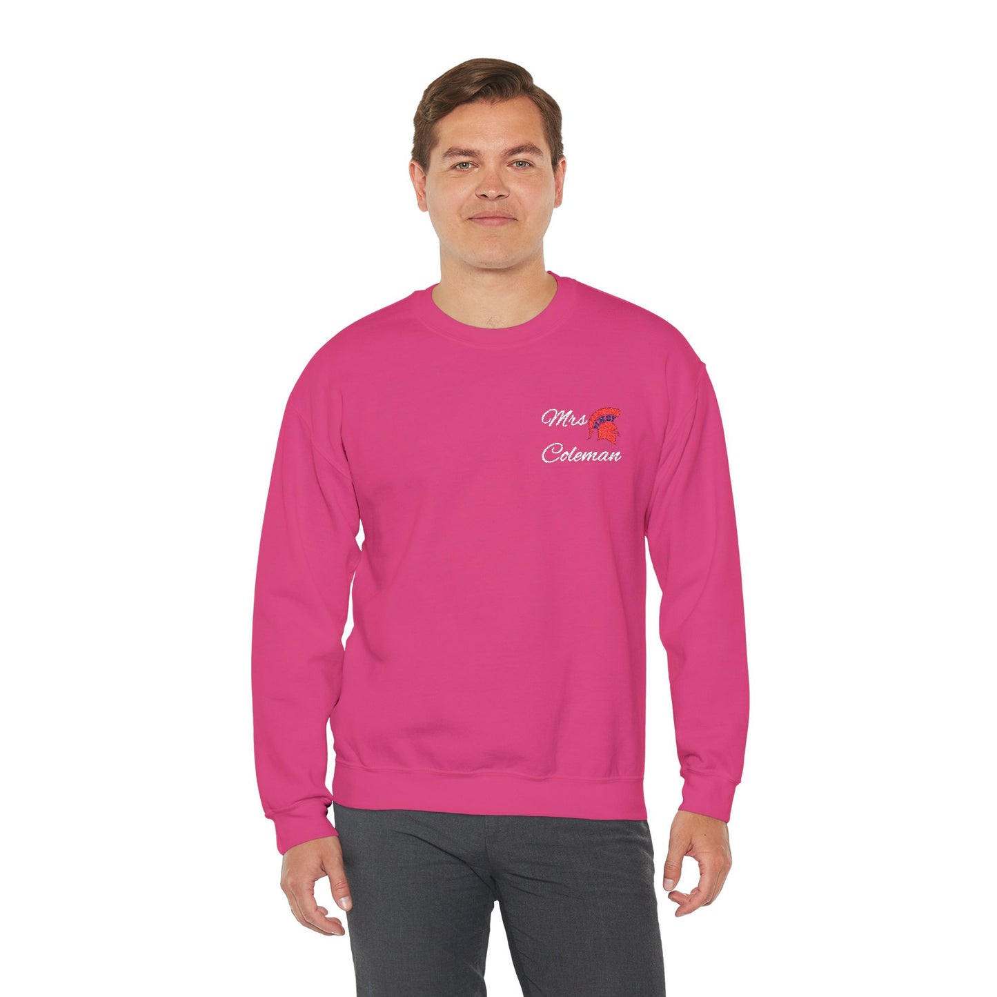 Personalized Spartan Helmet Embroidered White Lettering Gildan Sweatshirt
