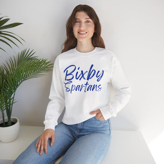 Bixby Spartans Cursive Print Gildan Sweatshirt