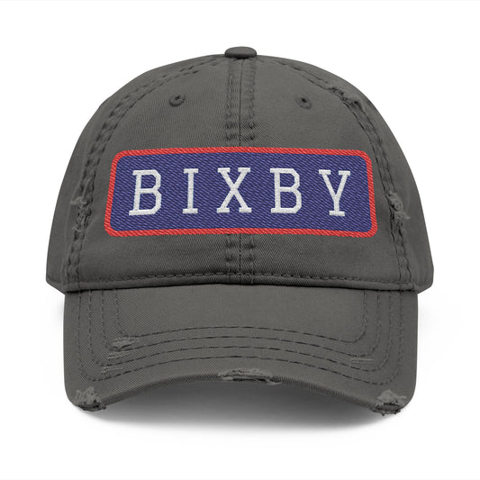Bixby Spartans Distressed Dad Hat, Embroidered BIXBY Bar