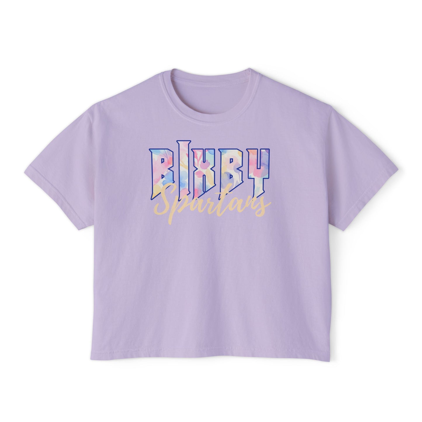 Bixby Spartans Comfort Colors Retro Floral Boxy Tee