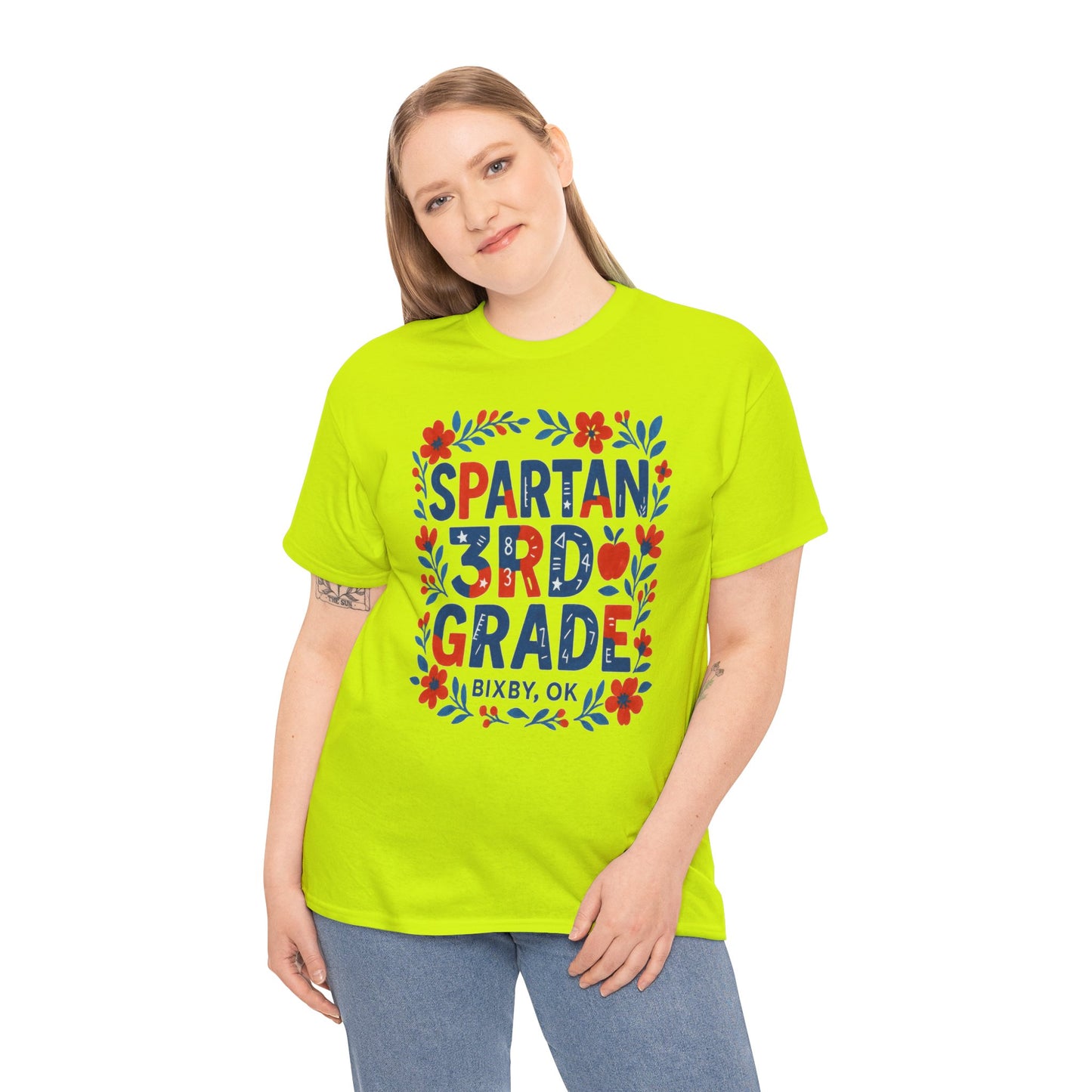 Floral Third Grade Spartan Gildan Tee