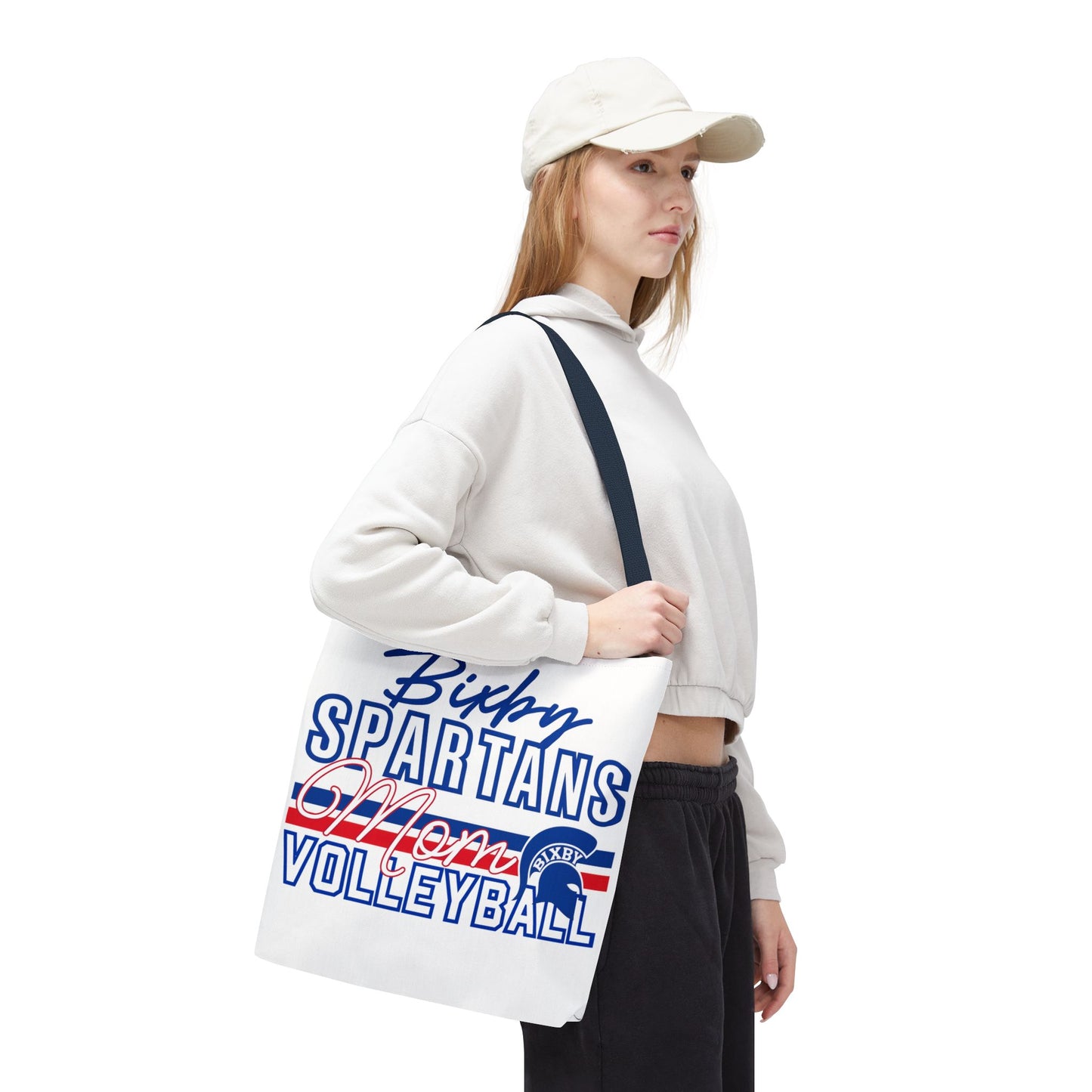 Bixby Spartans Volleyball Mom Polyester Tote Bag