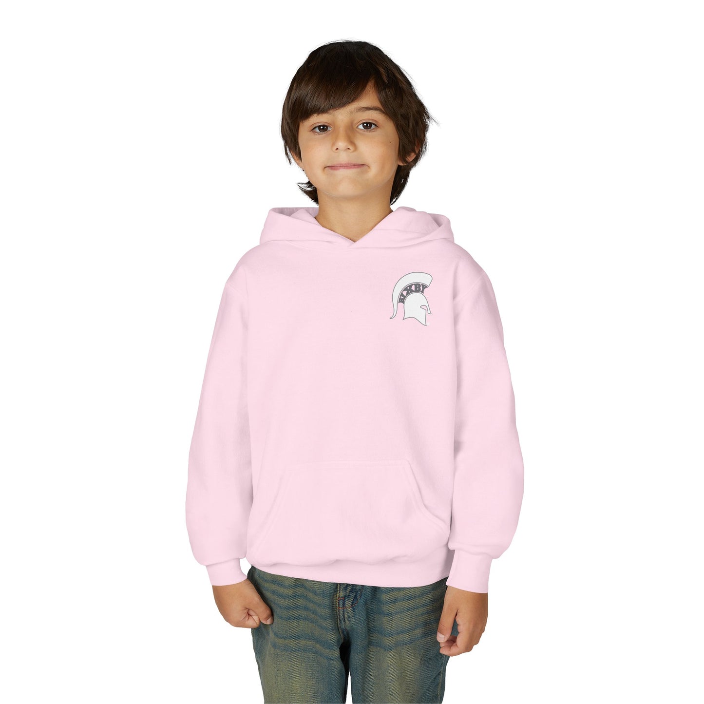 Spartan White Logo Youth Gildan Hoodie