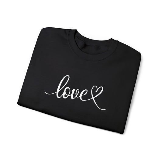 Hand-Lettered Love Script Heart Sweatshirt | Embroidered Love Design