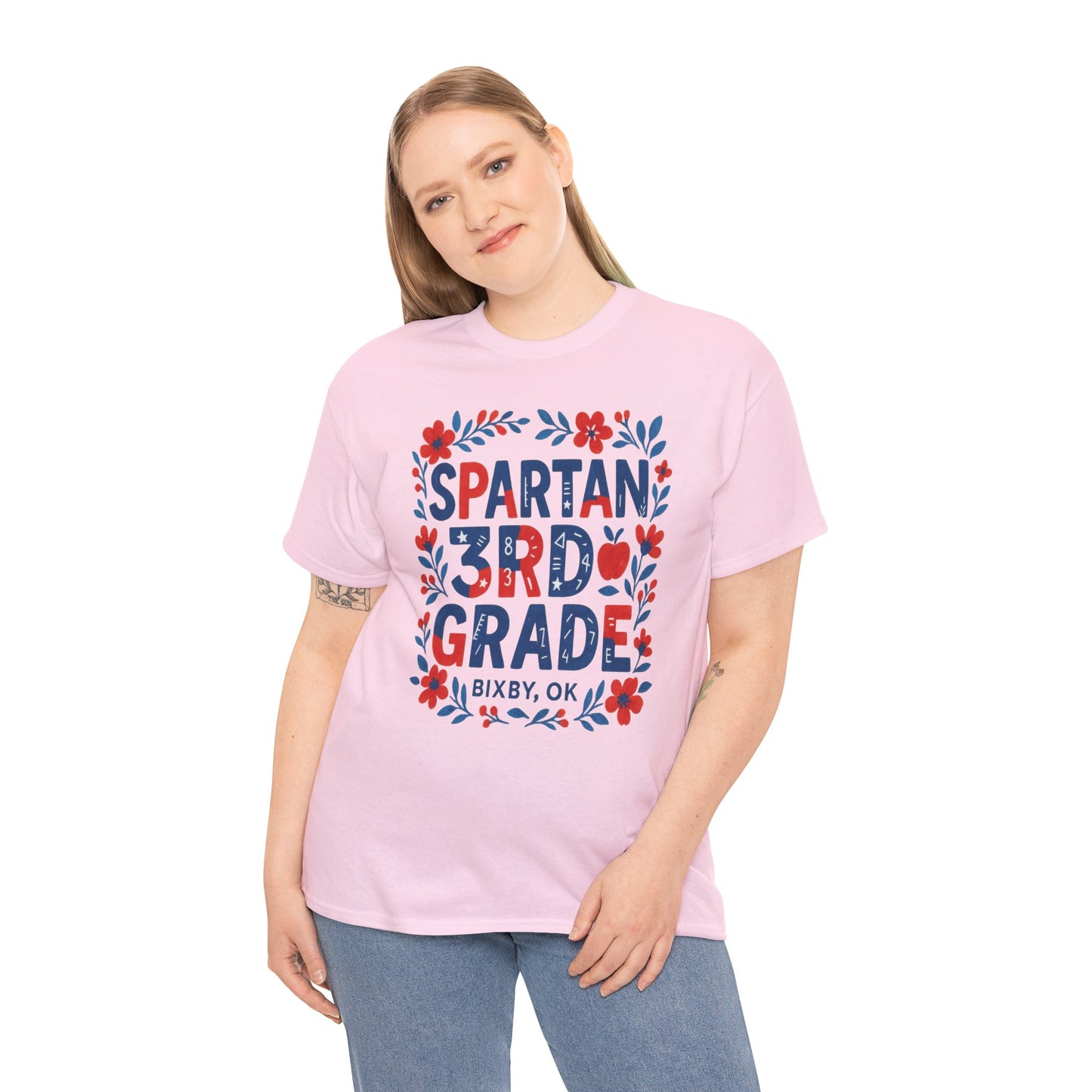 Floral Third Grade Spartan Gildan Tee