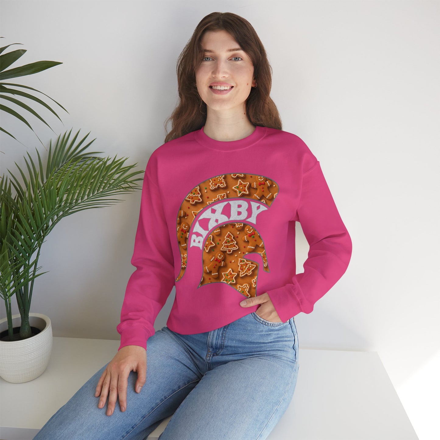 Bixby Spartan Gingerbread Helmet Gildan Sweatshirt