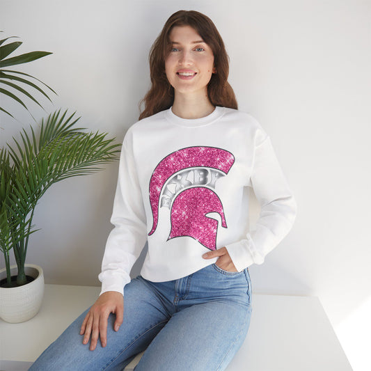 Bixby Spartan Pink Helmet Bling Gildan Sweatshirt