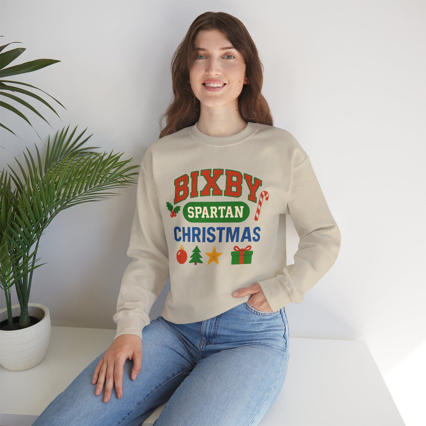Bixby Spartans Christmas Decor Gildan Sweatshirt