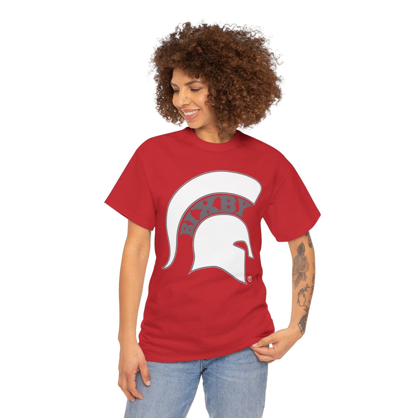 Spartan White Logo Gildan Tee