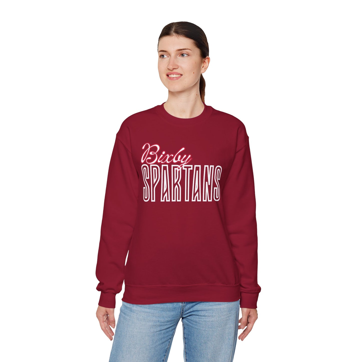Bixby Spartans Cursive Gildan Sweatshirt