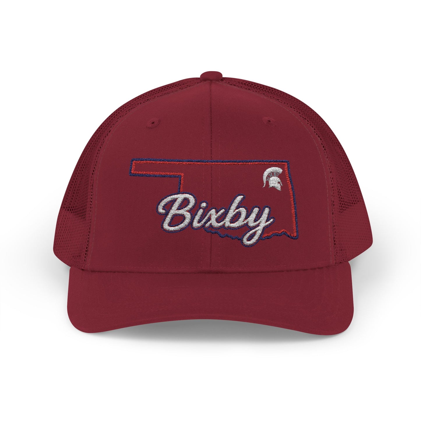 Bixby Oklahoma White Spartan Logo Trucker Snapback Hat