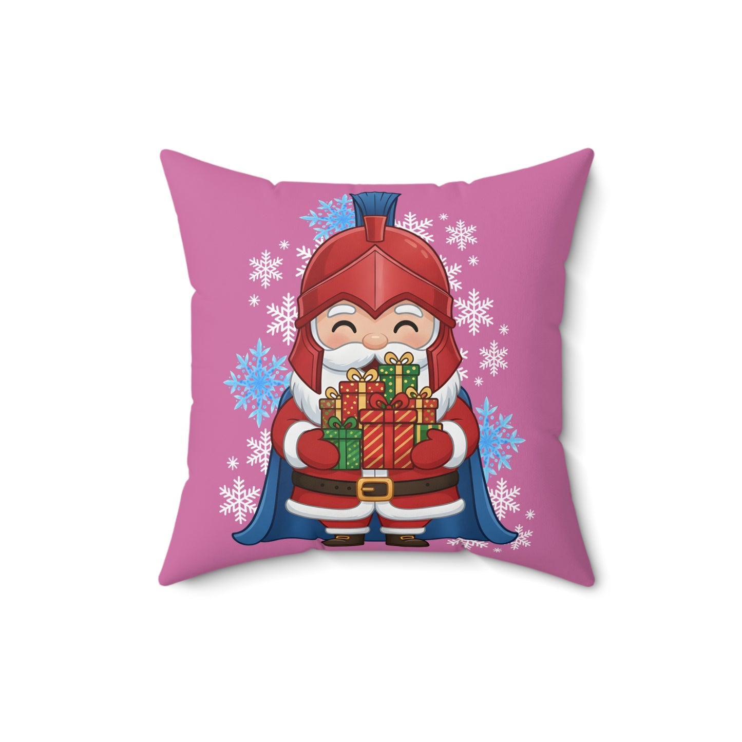 Spartan Santa Pink Christmas Pillow