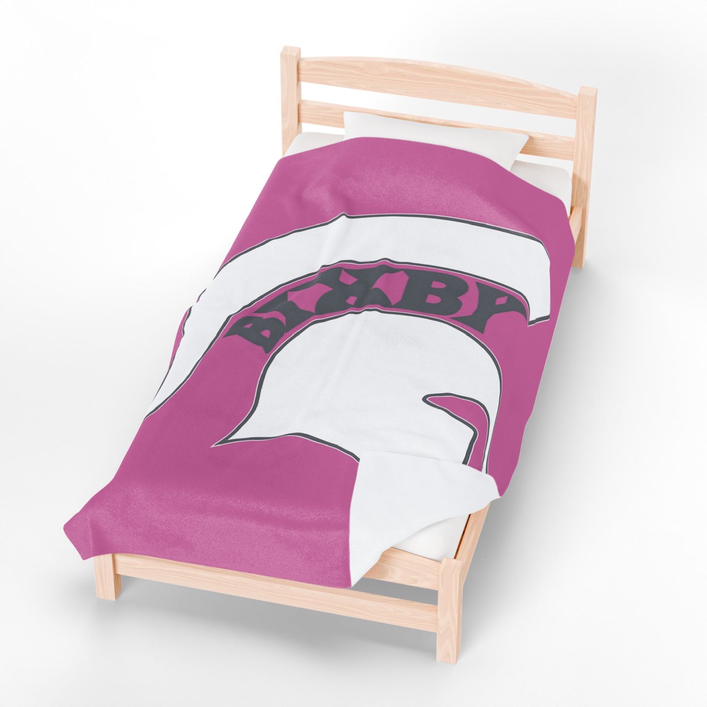 Spartan White Logo Velveteen Plush Pink Blanket