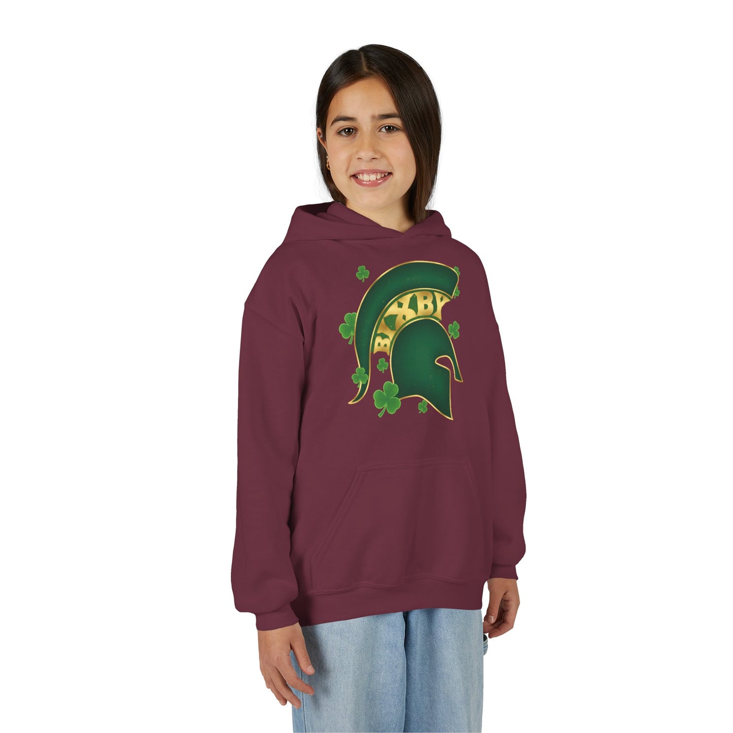 St. Patty's Good Luck Spartan Helmet Youth Hoodie
