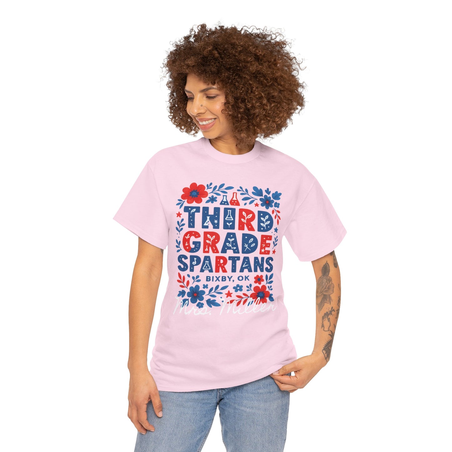 Floral Third Grade Spartan Gildan Tee