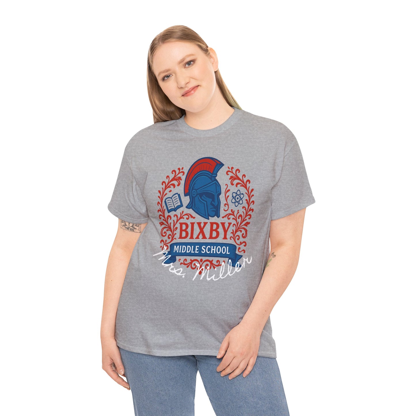 Floral Personalized Bixby Middle School Spartan Gildan Tee