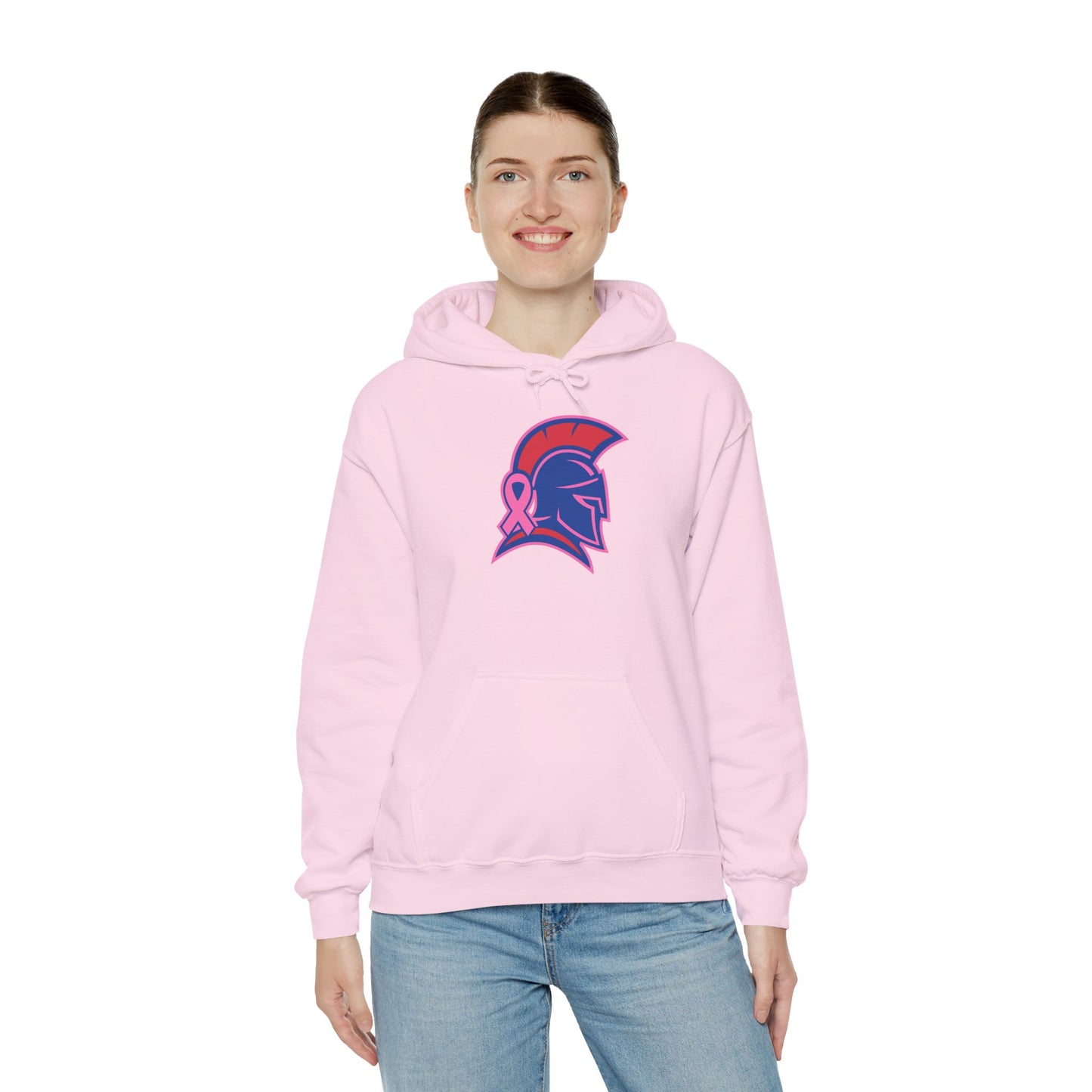 Spartan Helmet Breast Cancer Awareness Gildan Hoodie