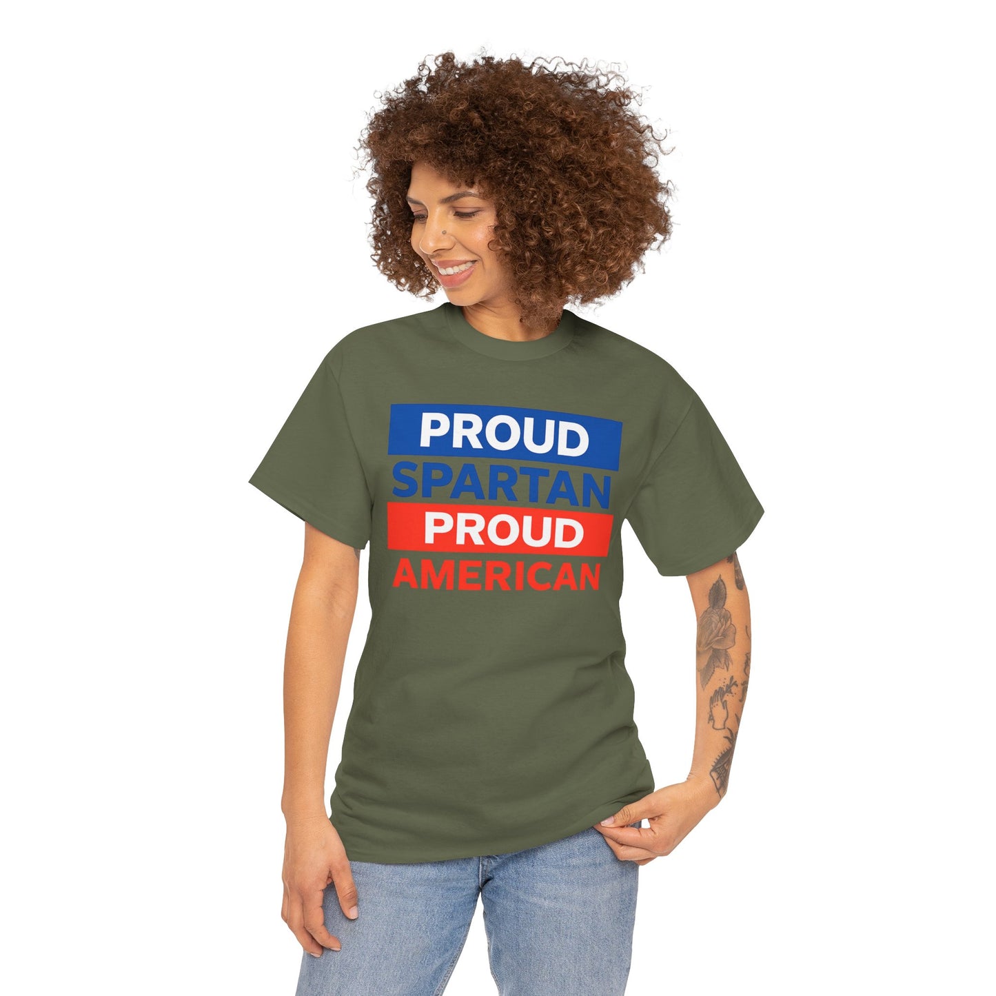 Proud Spartan Proud American Gildan Tee