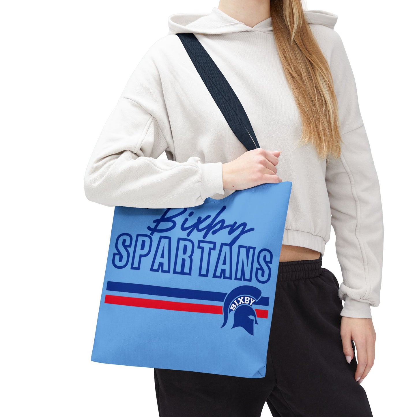Bixby Spartans Blue Polyester Tote Bag
