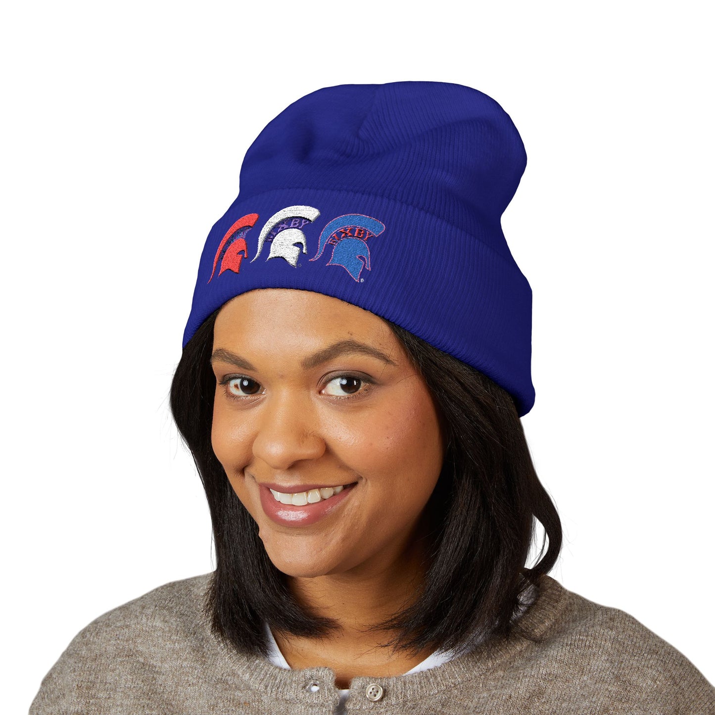 Bixby Spartan Red, White and Blue Embroidered Cuffed Beanie