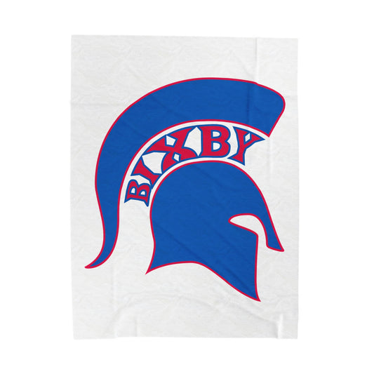 Spartan Blue Logo Velveteen Plush Blanket