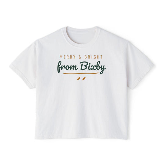 Merry & Bright from Bixby Boxy Comfort Colors Tee in White