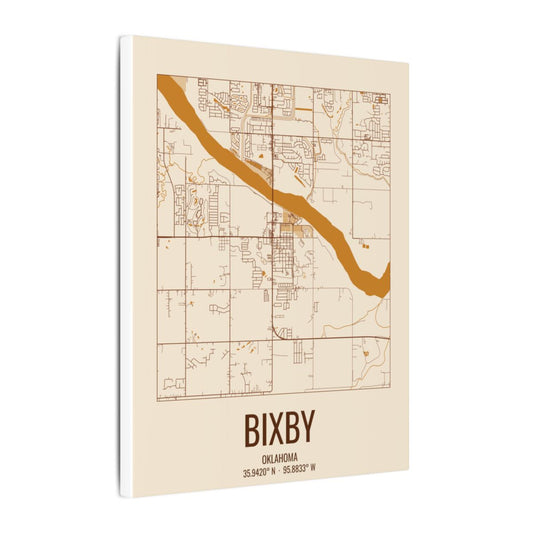 Bixby, Oklahoma Street Map Canvas - Bottomland Rust