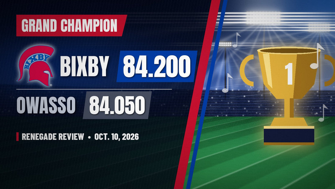 Pride of Bixby, 2026 Renegade Review grand champion, 84.200 to Owasso 84.050