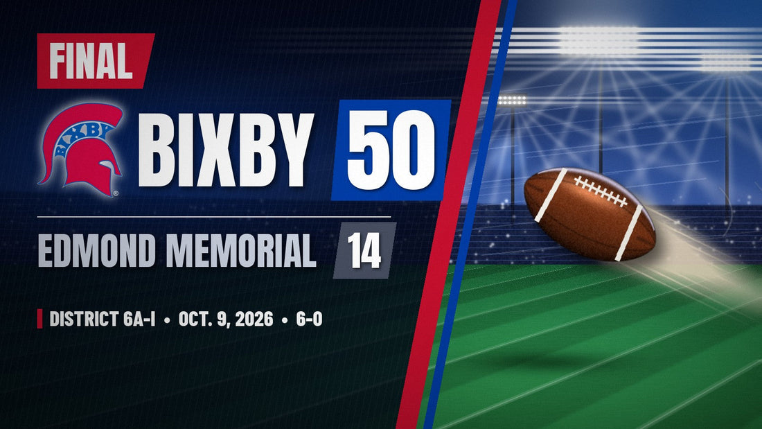 Bixby 50, Edmond Memorial 14 final score graphic