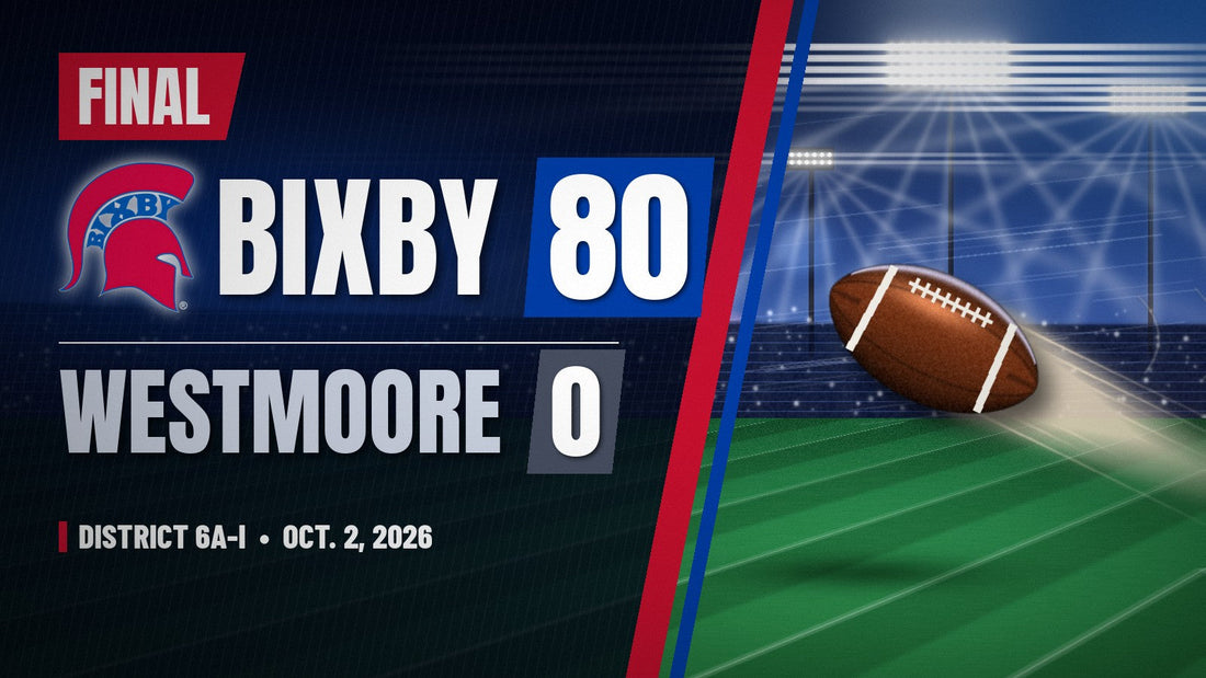 Bixby 80, Westmoore 0 final score graphic