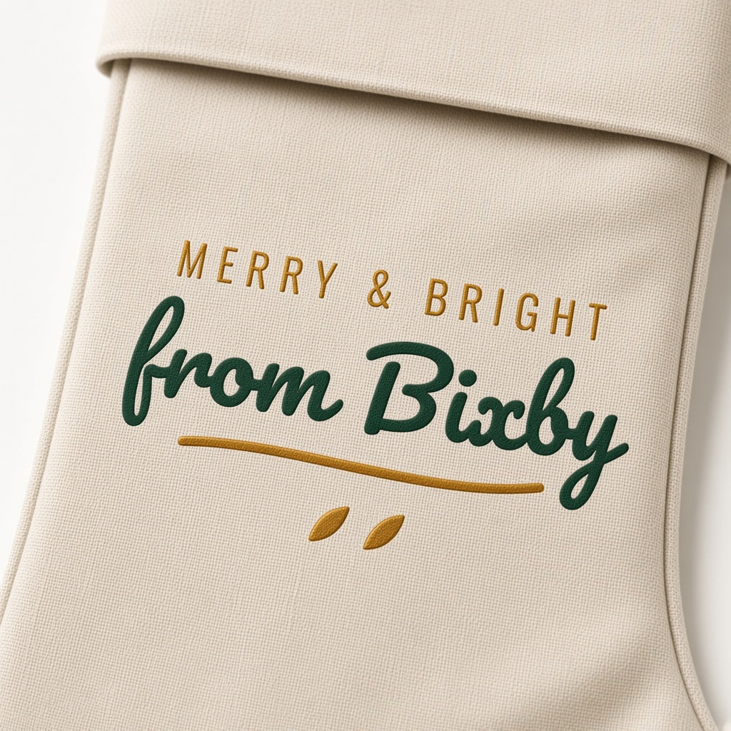 Close-up of Merry & Bright from Bixby print on linen