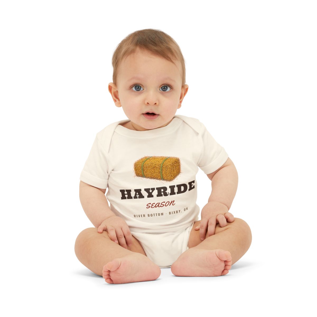 Hayride Season Baby Bodysuit in Natural lifestyle