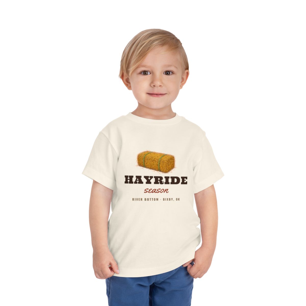 Hayride Season Toddler Tee in Natural lifestyle