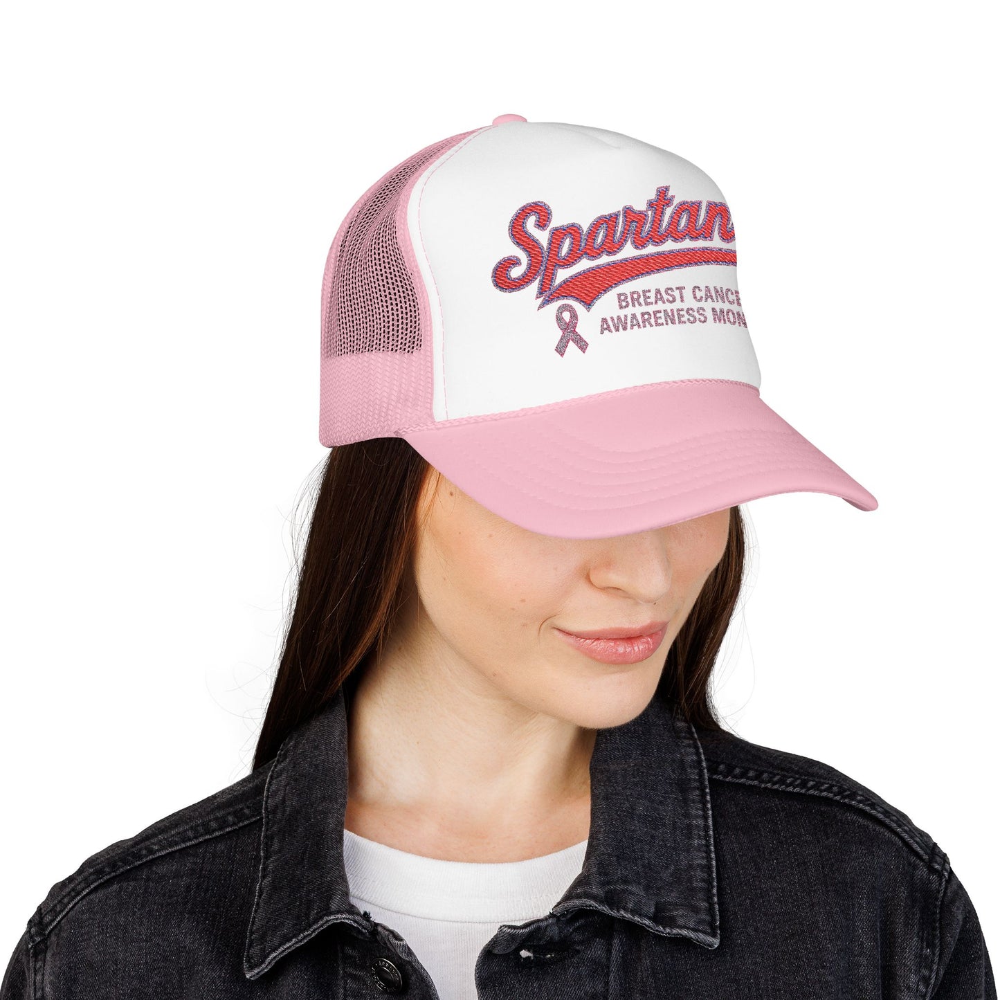Spartans Breast Cancer Awareness Month Embroidered Foam Trucker Hat