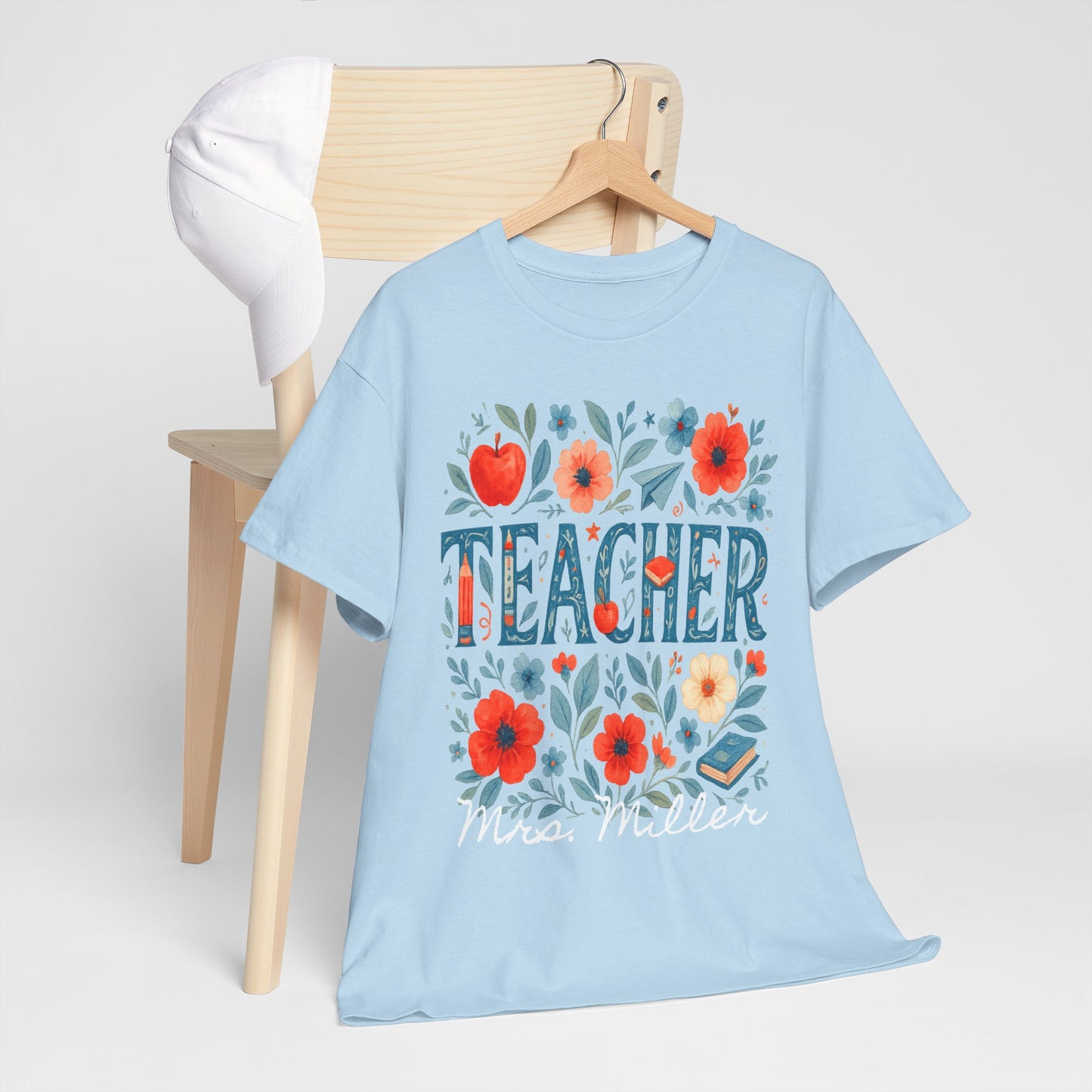 Floral Personalized Teacher Spartan Gildan Tee